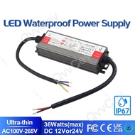 36w LED Driver DC12V DC24V IP67 Waterproof Lighting Transformers for Outdoor Lights Power Supply AC1