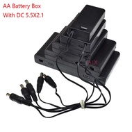 1Pcs AA Battery Box With Switch DC 5.5X2.1MM Plug 1AA/2AA/3AA/4AA 1X/2X/3X/4X Slot Battery Holder Ca