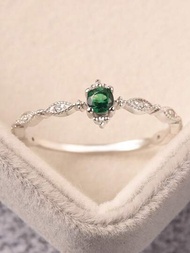 1枚優雅的馬眼戒指女士珠寶,對於女性s925純銀精美綠寶石戒指是一份精美的珠寶禮物,可作為紀念日、送給愛人的禮物