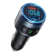 Upgraded V5.0 FM Bluetooth Transmitter Car, QC3.0 & LED Backlit Wireless Bluetooth FM Radio Adapter 