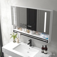 ✿Original✿rSmart Bathroom Mirror Cabinet with Separate Wall-Mounted Light Defogging Bathroom Cosmetic Mirror Simple Solid Wood with Set