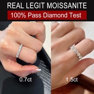 Real Moissanite Ring with GRA 0.7ct 1.5ct Round Cut Moissanite Diamond Half Eternity in s925 Sterlin