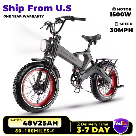 Cybervelo EK6 2000W Peak Folding Electric Bike for Adult,35MPH 100Mile,48V 25Ah Removable Battery,20