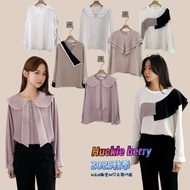 Smile Girl Korea Huckle berry Product 2025 Autumn Business Fashion OL Must-Have Chiffon Shirt Stitch