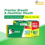 [Value Pack] Darlie Toothpaste Double Action Fresh Clean 225g x 2pcs Free 75g Original Strong Mint U