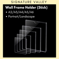 A3 / A4 / A5 / A6 Acrylic Wall Holder/Pocket Holder Clear + Clear