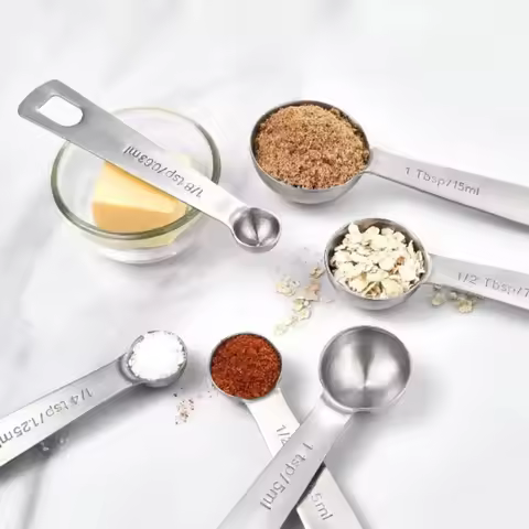 Multipurpose Food-grade Stainless Steel Measuring Spoon Coffee Powder Spice Measure Scoop 6pcs/set K