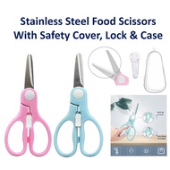 Baby Food Scissors Food Cutter Food Scissor with Safety Lock & Cover Stainless Steel Scissors Toddle