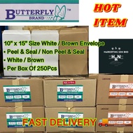[100% Original] Envelope 10” x 15 “ / 254mm x 381mm Butterfly White / Brown Envelope