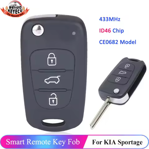 KEYECU 433MHz ID46 Chip For KIA Rio Ceed CeedPro Picanto Sportage 2010 2011 2012 3 Buttons Flip Car