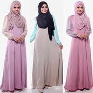 Muslimah Moden Button Dull Satin Nursing Fashion Jubah Dress