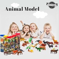 Wild Animals Toys Set 12pcs Mini Jungle Animal Figures Dinosaur Decoration Toys Cupcake Topper