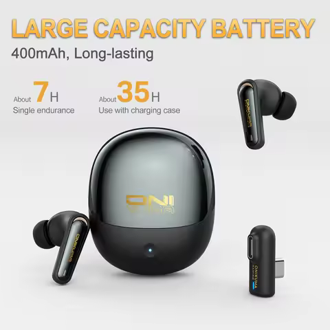 ONIKUMA TX610 Dual Mode Wireless Earbuds 2.4Ghz Headphone with Touch Control Charging Box Independen