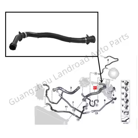 17128602027 Engine Coolant Hose For BMW F20 15-19 118i B38 F2315-19 F22 218i 220i B38 F30 15-18 318i