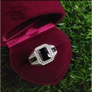 cincin lelaki permata hitam petak silver 925, cincin lelaki perak 925 batu hitam petak, silver 925 m