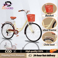 AENXRD COD adult bicycle 24-inch Bear 150kg basikal Korean Style Women Bicycle And FREE Front Storag