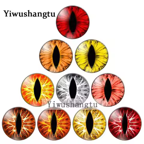 Cabochon Glass animal Eyes dragon cat horse toys pupil eyes 8mm-30mm Round photo glass cabochon demo