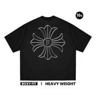 HITAM Dominate Labs Boxy T-shirt 16S Heavyweight Independent Black T-shirt Men Women