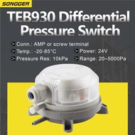 TEB930 Differential Pressure Switch Air Pressure Switch Sensor 05000Pa SPDT for HVAC Clean Room Filt
