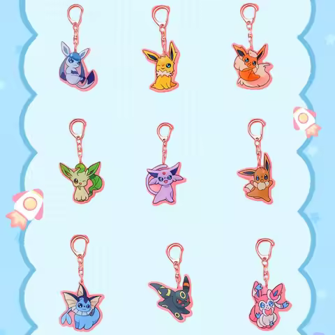 For Pokemon Anime Umbreon Vaporeon Eevee Acrylic Keychain Cartoon Pendant Creative Backpack Accessor