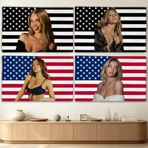 Actress Sydney Sweeney flag Advertising Banner for Camping Decoration Outdoor & Garage Wall Hanging 