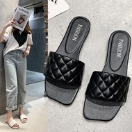 DE9 May Women's Patterned Bandage Square Toe Soft Flats