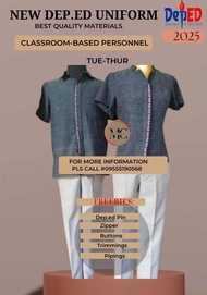 NEW ORIGINAL deped TEACHING-PERSONNEL uniform for deped teachers with freebies tela only or NOT READ