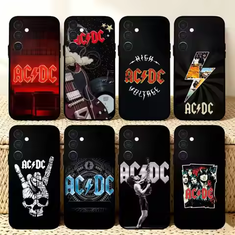 Rock A-AC D-DC Band Phone Case For Samsung A73,72,71,A52,51,40,41,A22,A32,31,A13, Soft Black Shell