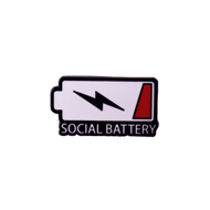 การ์ตูน Punk แบตเตอรี่ อีนาเมล Pin SOCIAL BATTERY แบบกำหนดเอง ตกแต่ง Brooches เครื่องประดับ Lapel Ba