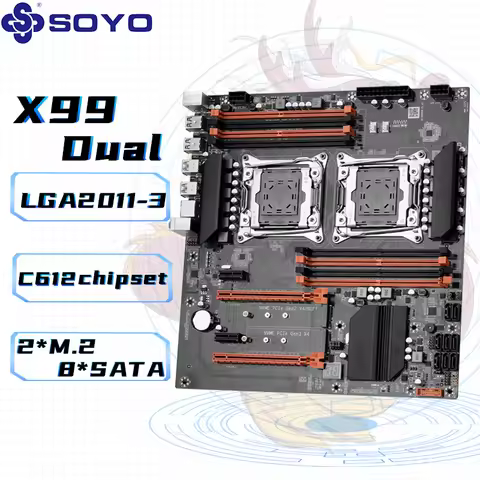 SOYO X99 Dual CPU Gaming Motherboard DDR4 M.2 NVME USB3.0 E-ATX LGA2011-3 Support Xeon E5 2680 V4 CP
