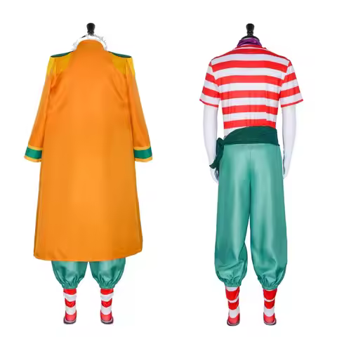 2025 yiyi Buggy Cosplay Costume One Anime Piece Cloak Mens Suit Halloween Coat Top Pant uniform Suit