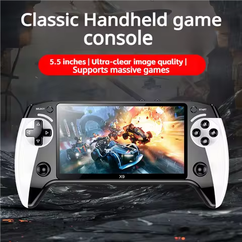 The X9 Retro Portable Two-Player Handheld Video Game Console features over 20,000 built-in games and