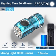 SmilingShark ES03 LED ไฟฉายขนาดเล็ก SST20ไฟฉายขนาดเล็ก3000 Lumens แข็งแรงสดใส USB ชาร์จไฟแบบพกพาโคมไฟพลังงานสูง IPX6กันน้ำกลางแจ้งที่ดีที่สุดตั้งแคมป์เดินป่าซ่อมอัตโนมัติมัลติฟังก์ชั่แสงโคมไฟบ้านฉุกเฉิน18350แบตเตอรี่