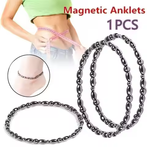 Lose Weight Girl Women Men Charm Magnetic Black Stone Beads Anklets Gifts Stretch Obsidian Jewelry R