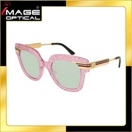 แว่นตากันแดดผู้หญิง GUCCI GG0281SA-005 รูปทรงสี่เหลี่ยมผืนผ้า สีชมพู กระจกสีเขียว
