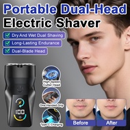 Portable dual-head electric shaver