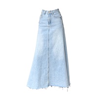 2025แนวโน้มผู้หญิงY2Kกางเกงยีนส์กระโปรง-Light Blue HighเอวDenim MaxiกระโปรงRetro Coquette Streetสไตล