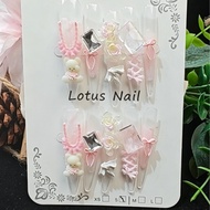 053 - Latest nail model 2026, gentle pink and white tones, oval shape 5cm long, suitable as a gift, 