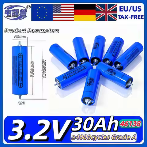 3.2V 30Ah Grade a LiFePO4 Battery C46 46138 35C Discharge DIY 12V 24V 48V Motorcycle Car Motor Batte