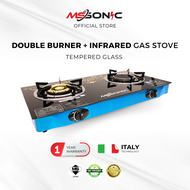 [SIRIM Certified] MS SONIC MSS-GT002 Double Burner Gas Stove Tempered Glass Dapur Gas (Gas Burner + Infrared Burner)