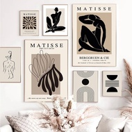 Abstract Matisse Body Line Posters Leaf Boho Black Beige Canvas Paintings Wall Art Print Picture Living Room Interior Home Decor