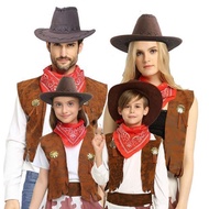 3pcs Unisex Wild West Leather Cowboy Costume