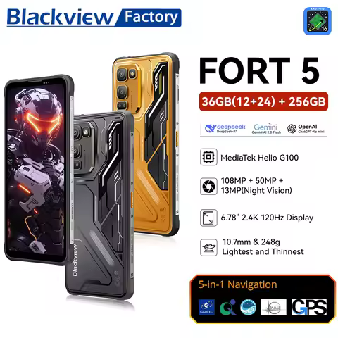 Blackview FORT 5 Rugged SmartPhon 6.78” HD+ IPS 2.4K 120Hz Display MediaTek 12G+256GB 108MP 5000mAh 