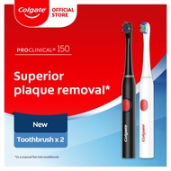 Colgate Proclinical B150 Charcoal (Black) & B150 Deep Clean (White) Battery Powered Toothbrush - Inc