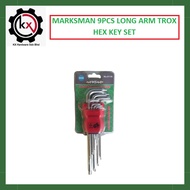 MARKSMAN 9Pcs  Long Arm Trox Hex Key Set/ Allen Key Set (No.6118)