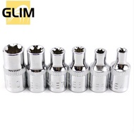 【GLIM】6pcs 1/4 Inch Torx Star Female Bit E Socket Set E4 E5 E6 E7 E8 E10 Hand Tools