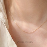 So Gentle~Au585 Side Thin Necklace Clavicle Chain 14k Gold Looming Shiny Nude Chain Bathing No Need 