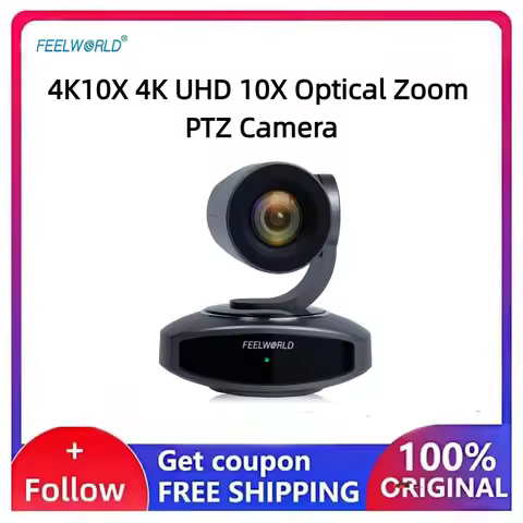 10X Optical Zoom 4K PTZ Conference Camera FEELWORLD 4K10X POE Ethernet Webcam Compatible OBS vMix Fa