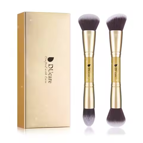 DUcare 2Pcs Makeup Brushes Duo End Face Brush For Foundation Powder Buffer and Contour Eyeshadow Syn
