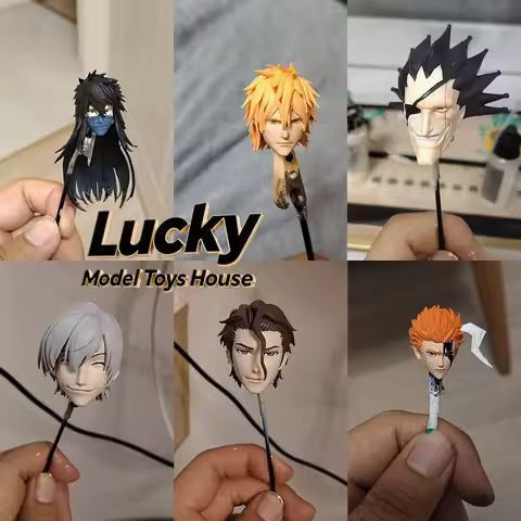 1/12 Kurosaki Ichigo Orange Hair Man Soldier Head Sculpt Black Hair Model Anime Bleach FigureAccesso